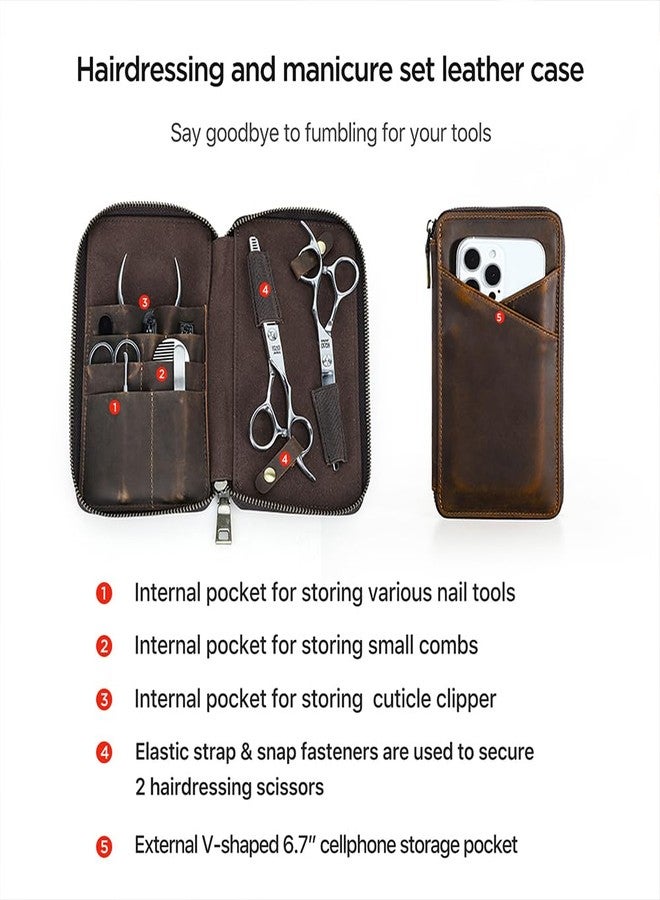 كونتاكتس حقيبة أدوات العناية بالأظافر للرجال من الجلد الطبيعي بالكامل، حقيبة فارغة مصنوعة يدوياً (الحقيبة فقط) - Image 5